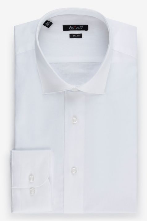 Chemise Homme Aplomb Slim Uni 100% coton col Italien Manche longue