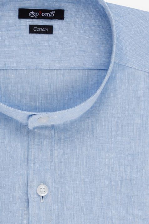 Men's Shirt Aplomb Regular Plain 100% linen collar Mandarin Long sleeve