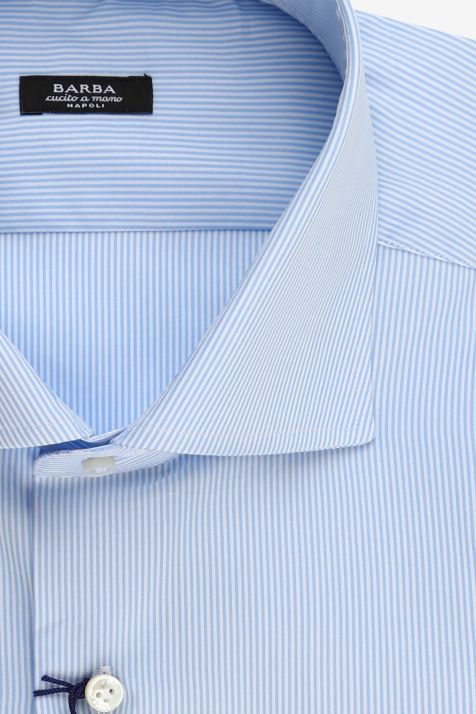Camisa Hombre Barba Regular Rayas 100% algodón cuello Francés Manga larga