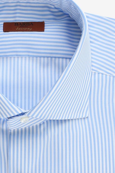 Camisa Hombre Barba Regular Rayas 100% algodón cuello Francés Manga larga