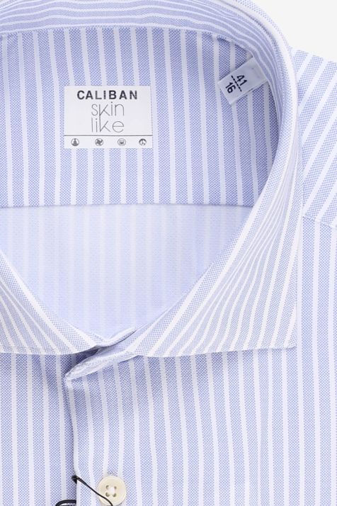 Men's Shirt Caliban Regular Stripe 85% poliammide 15% elastam collar French Long sleeve