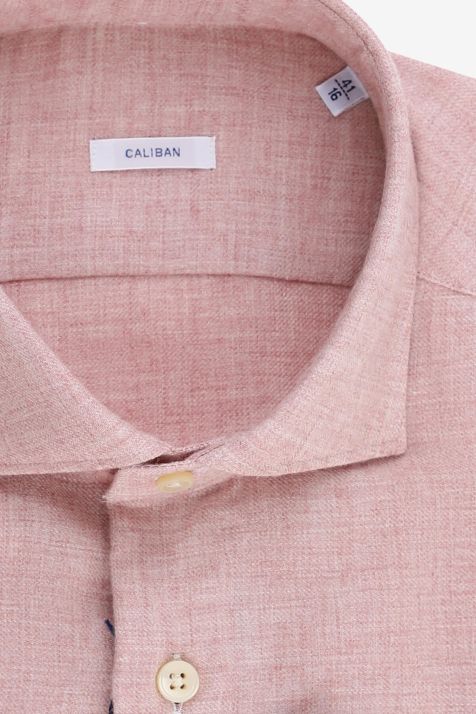 Men's Shirt Caliban Regular Plain 80% Co 20% Wo collar French Long sleeve