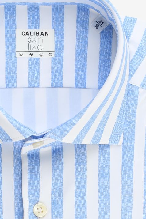 Camisa Hombre Caliban Regular Rayas 73% pa 27% ea cuello Francés Manga larga