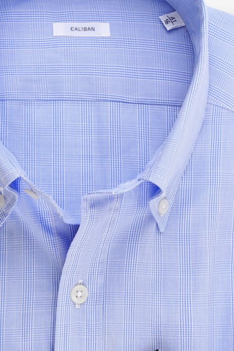 Camisa Hombre Caliban Regular Cuadros 100% algodón cuello Abotonado Manga larga