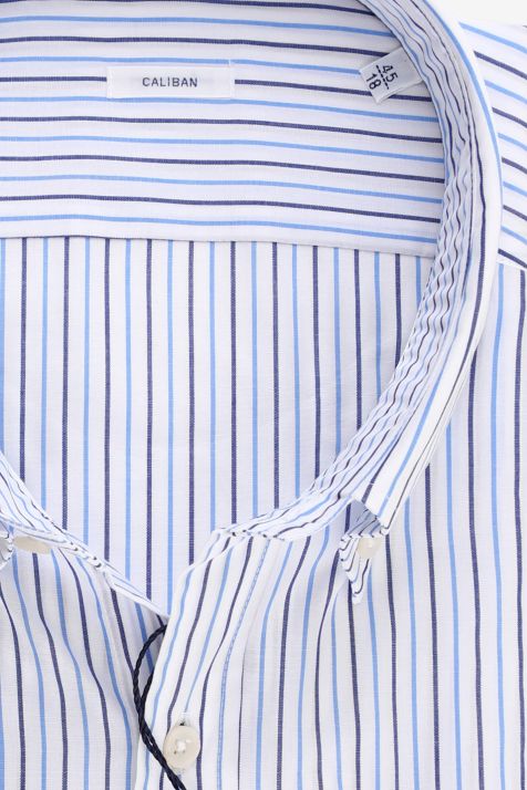 Men's Shirt Caliban Regular Stripe 100% cotton collar Button down Long sleeve