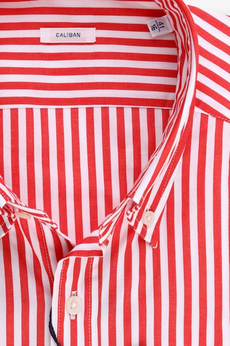 Men's Shirt Caliban Regular Stripe 100% cotton collar Button down Long sleeve