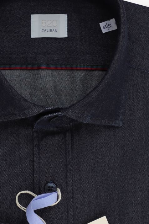 Camisa Hombre Caliban Regular Lisa 100% algodón cuello Francés Manga larga