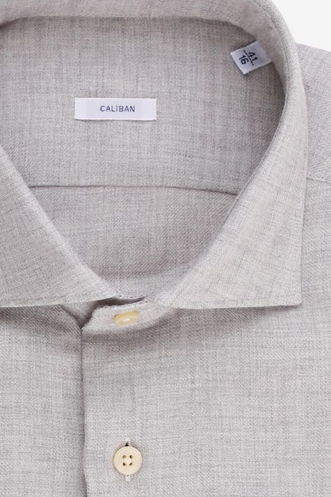 Men's Shirt Caliban Regular Plain 80% Co 20% Wo collar French Long sleeve