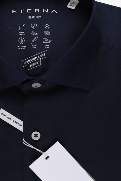 Hemd Herren Eterna Slim Einfarbig 70 % Baumwolle, 27 % Polyamid, 3 % Elastan kragen Französisch Lange Ärmel
