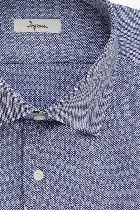 Hemd Herren Ingram Slim Halb Unifarben 100% Baumwolle kragen Französisch Lange Ärmel