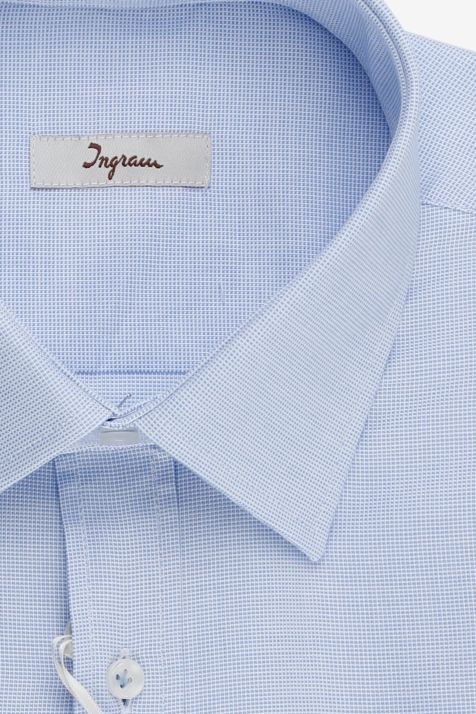 Men's Shirt Ingram Classic Semi-plain 100% cotton collar Italian Long sleeve