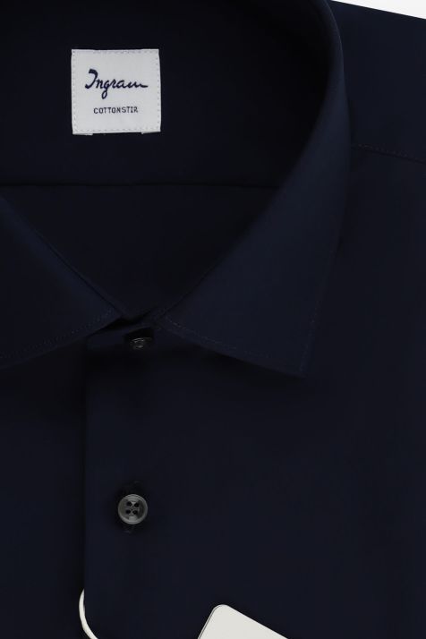 Camisa Hombre Ingram Slim No Plancha Lisa 100% algodón cuello Francés Manga larga