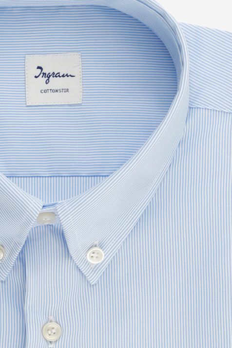 Men's Shirt Ingram Classic Not Iron Stripe 100% cotton collar Button down Long sleeve