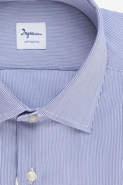 Men's Shirt Ingram Regular Not Iron Stripe 100% cotton collar French Long sleeve
