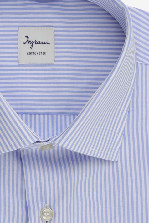 Camisa Hombre Ingram Classic No Plancha Rayas 100% algodón cuello Francés Manga larga