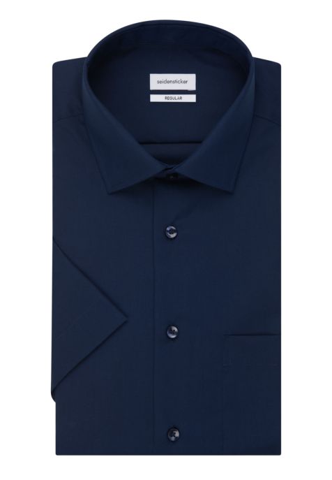 Camisa Hombre Seidensticker Classic Lisa 100% algodón cuello Italiano Manga corta