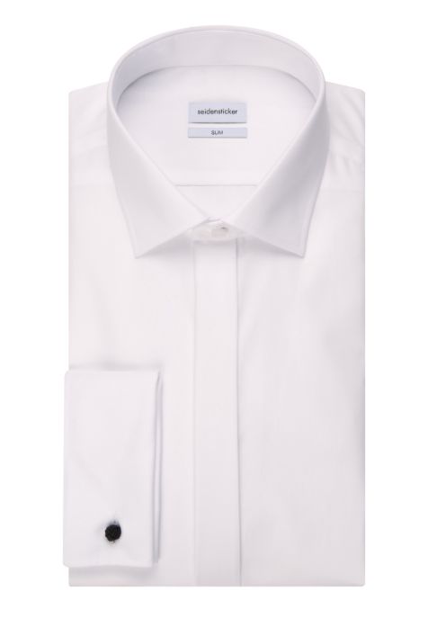 Men's Shirt Seidensticker Slim Not Iron Plain collar Italian Long sleeve