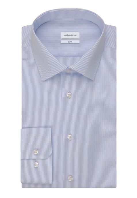 Chemise Homme Seidensticker Slim Sans Repassage Rayures col Classique Manche longue