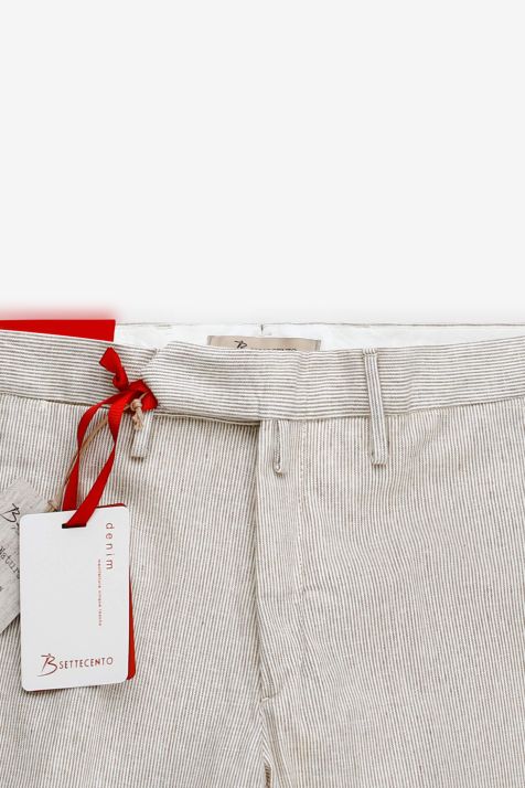 Pantalon Homme B-Settecento Chino Slim Rayures 55% Coton, 44% Lin, 1% Élasthanne
