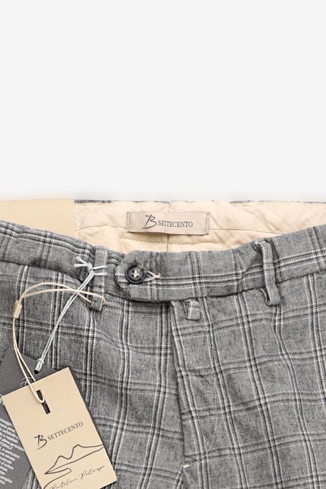Hose Herren B-Settecento Chinos Slim Karo 97% Baumwolle 3% elastan