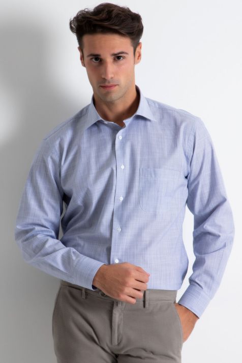 Camisa Hombre Aplomb Classic Rayas 100% algodón cuello Italiano Manga larga