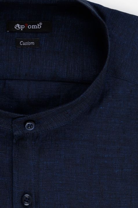 Men's Shirt Aplomb Regular Plain 100% linen collar Mandarin Long sleeve