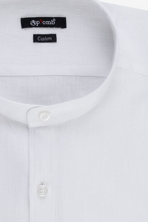 Men's Shirt Aplomb Regular Plain 100% linen collar Mandarin collar Long sleeve