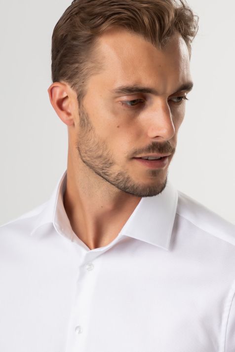 Chemise Homme Seidensticker Regular Sans Repassage Uni 100% coton col Italien Manche longue