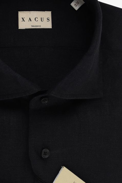 Hemd Herren Xacus Regular Einfarbig 100% Leinen kragen Französisch Lange Ärmel