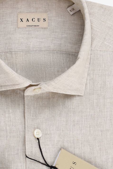 Camisa Hombre Xacus Classic Lisa 100% lino cuello Francés Manga larga