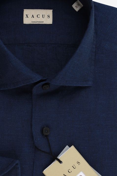Men's Shirt Xacus Classic Plain 100% linen collar French Long sleeve
