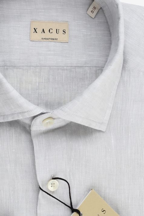 Hemd Herren Xacus Classic Einfarbig 100% Leinen kragen Französisch Lange Ärmel