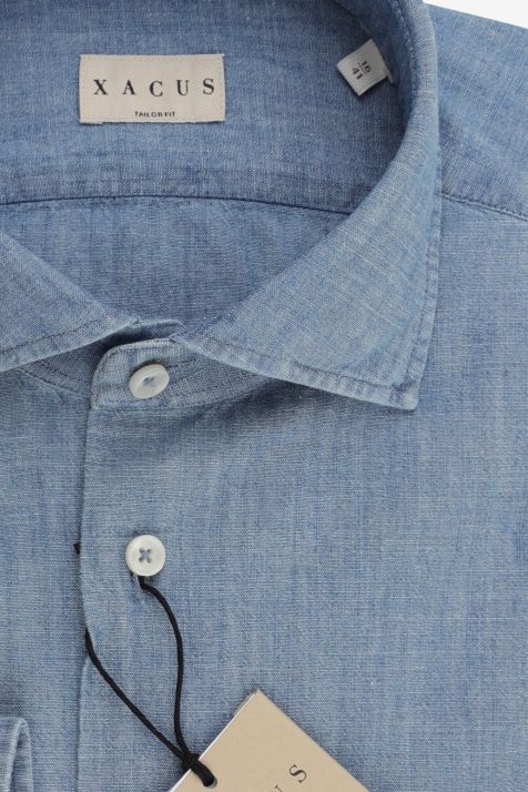 Men's Shirt Xacus Regular Plain 100% cotton collar French Long sleeve