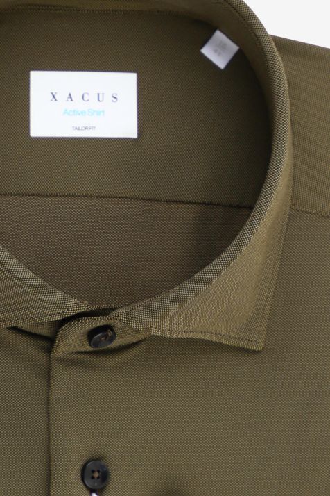 Men's Shirt Xacus Regular Plain  87% polyamide 13% elastane collar French Long sleeve