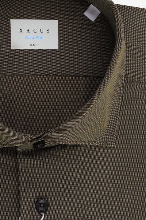 Men's Shirt Xacus Slim Plain  87% polyamide 13% elastane collar French Long sleeve
