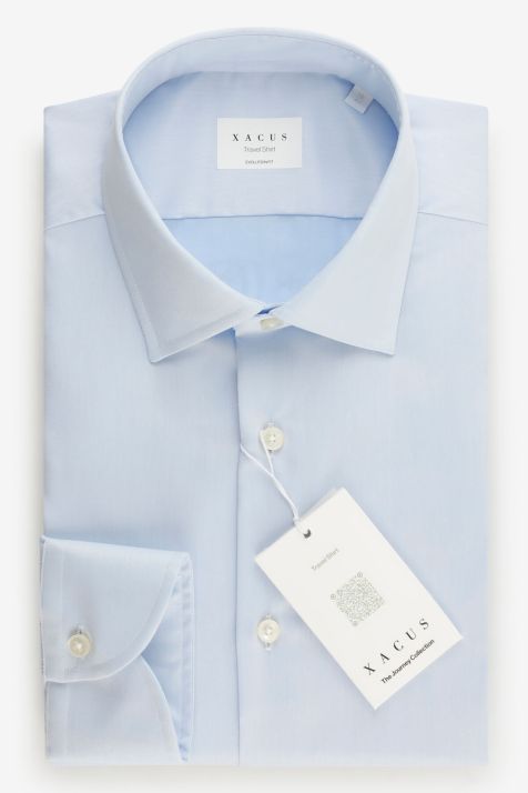 Camisa Hombre Xacus Classic No Plancha Lisa 100% algodón cuello Francés Manga larga