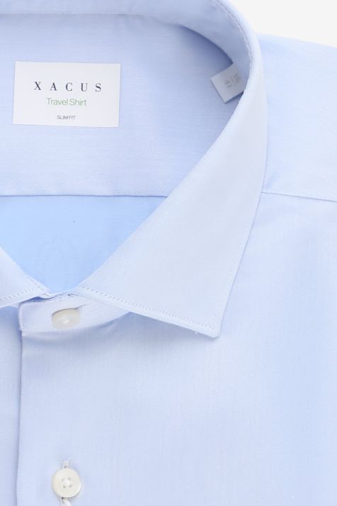 Camisa Hombre Xacus Slim No Plancha Lisa 100% algodón cuello Francés Manga larga