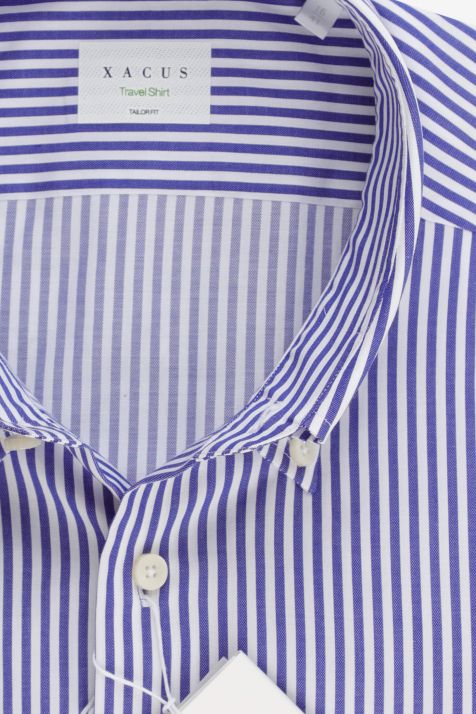 Chemise Homme Xacus Regular Sans Repassage Rayures 100% coton col Italien Manche longue