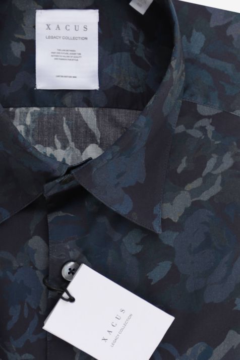 Hemd Herren Xacus Regular Muster 100% Baumwolle kragen Italienisch Lange Ärmel