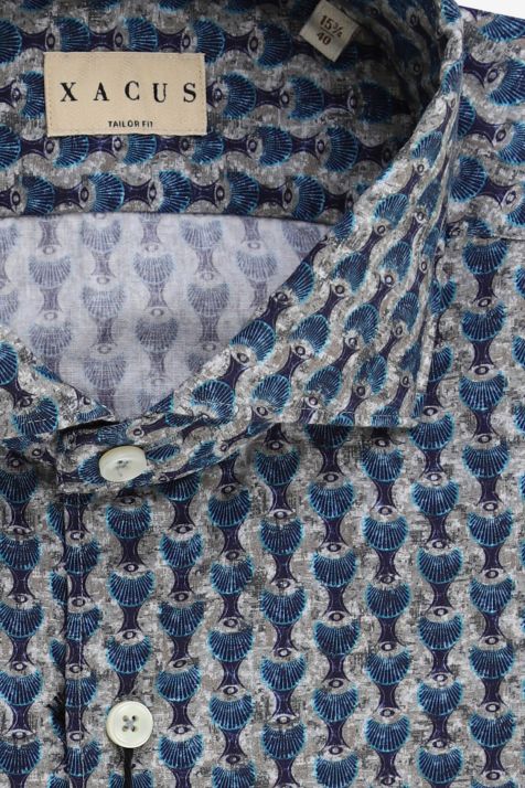 Camisa Hombre Xacus Regular Estampada 100% algodón cuello Francés Manga larga