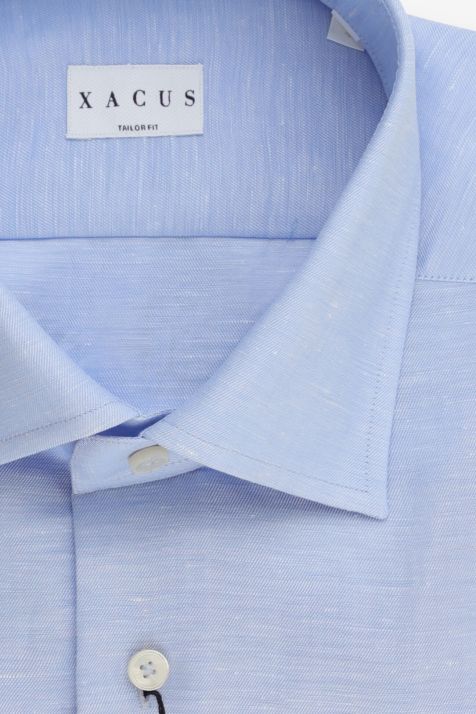 Men's Shirt Xacus Regular Plain  58% Linen 42% Tencel collar French Long sleeve