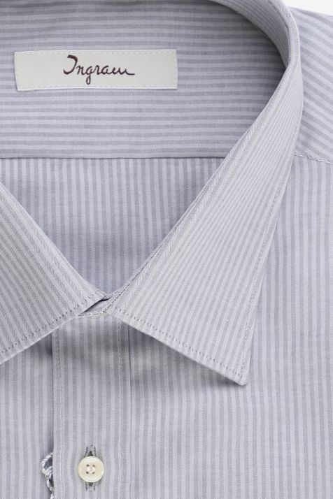 Hemd Herren Ingram Slim Streifen 100% Baumwolle kragen Italienisch Lange Ärmel
