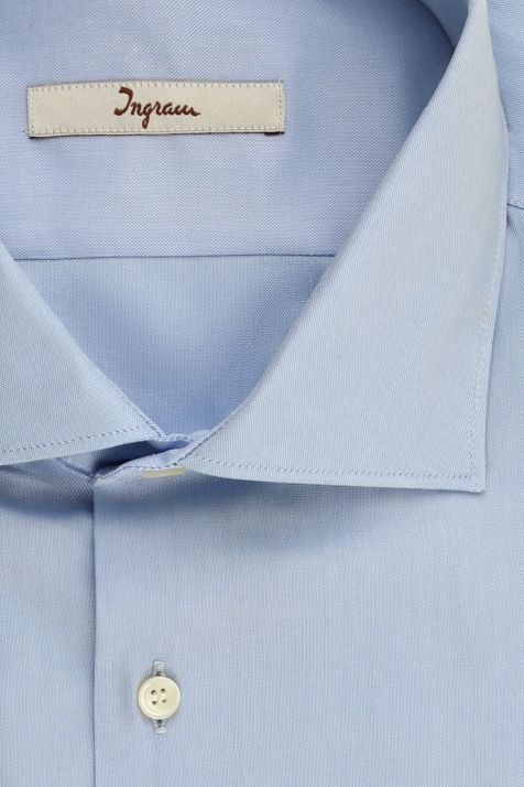 Camisa Hombre Ingram Slim Lisa 100% algodón cuello Francés Manga larga