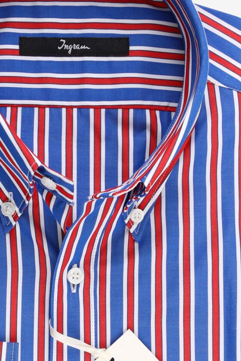 Men's Shirt Ingram Slim Stripe 100% cotton collar French Long sleeve