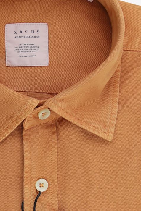 Camisa Hombre Xacus Regular Lisa 100% algodón cuello Italiano Manga larga