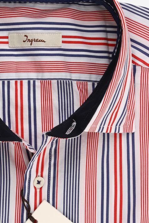 Men's Shirt Ingram Regular Stripe 72% cotton 3% elastan 25% pa collar French Long sleeve