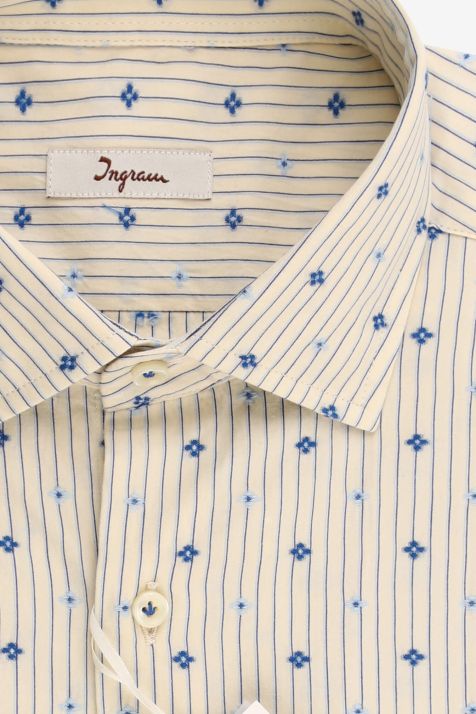Camisa Hombre Ingram Regular Estampada 100% algodón cuello Francés Manga larga
