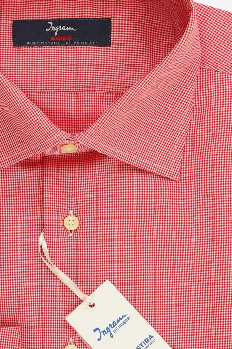 Men's Shirt Ingram Slim Not Iron Semi-plain 100% cotton collar Italian Long sleeve