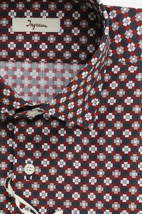 Men's Shirt Ingram Slim Patterned 100% cotton collar French Long sleeve