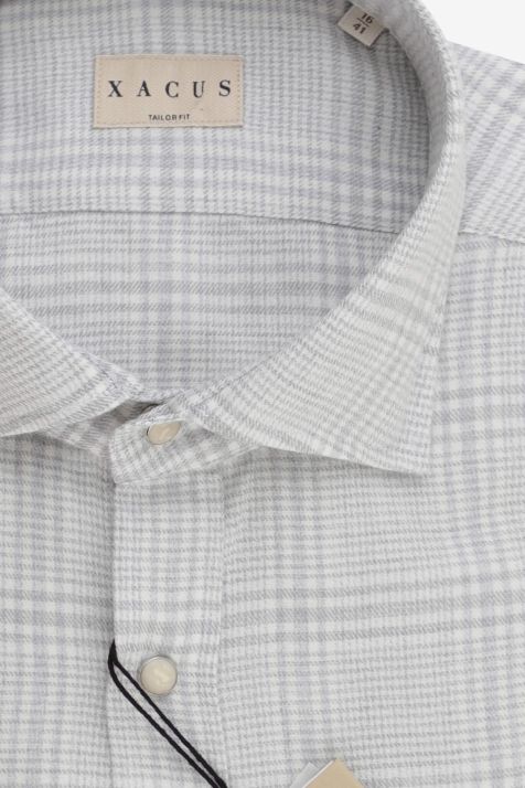 Chemise Homme Xacus Regular Carreaux 100% coton col Italien Manche longue